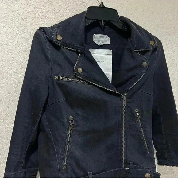Current/Elliott Current Elliott The Zipper Edge Biker Moto Jacket Night Wash 0 - Picture 6 of 16